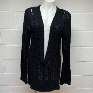 Large Tea Black V-Neck Pullover Sweater